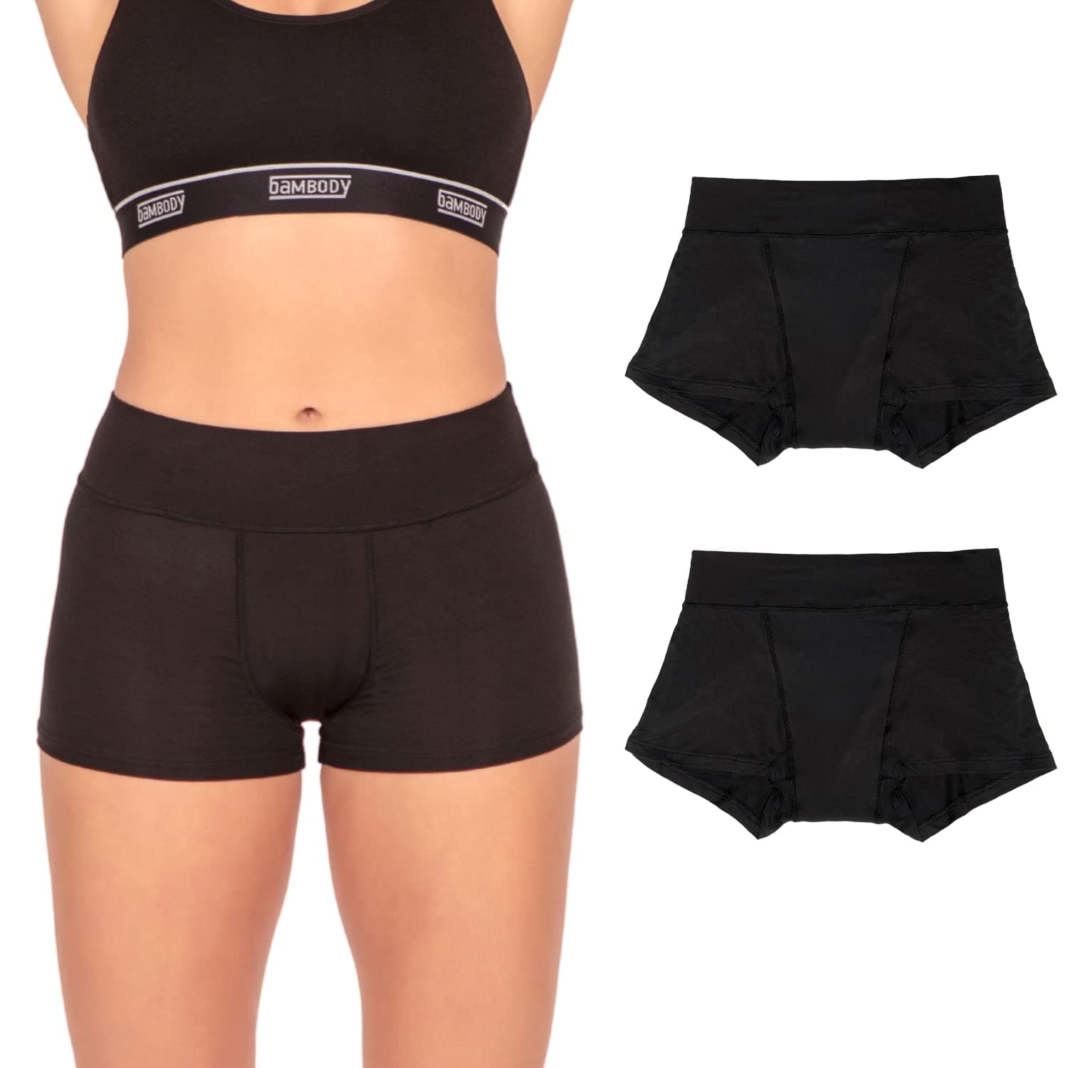 BambodyAbsorbent Boxer, Period Underwear for Women - Day and Night Protection - Combortable, Soft, Breathable