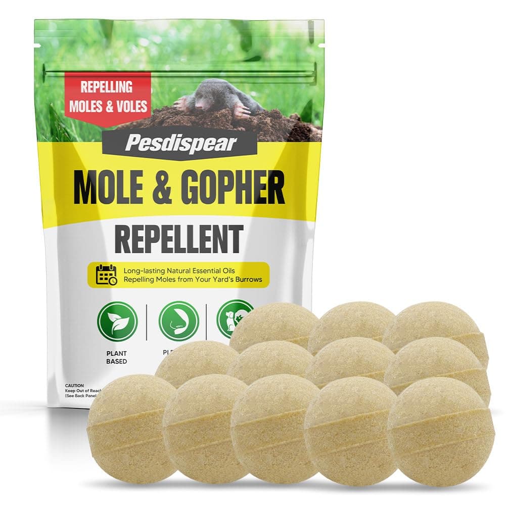 Pesdispear Mole Repellent，Mole Repellent Outdoor, Mole Trap Vole Control Better Than Ultrasonic Rodent Repeller for Yard Lawn and Outdoor Wide Range Coverage 12 Pack