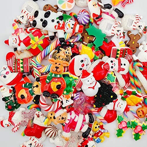 Incredible art Mixed lot Christmas Resin Flatback cute Cabochons Decoden Pieces,20pc per packet | Embellishment Santa Claus Snowman Christmas gift set and more...