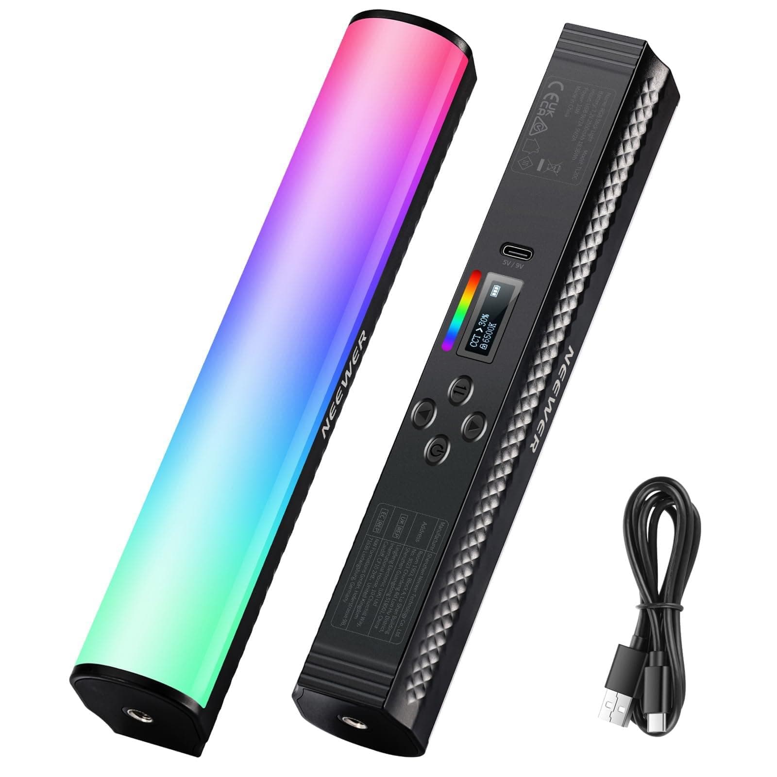 NEEWER 23cm Stick Light Magnetic Handheld Stick Light Full LED Photography Light LED Video Light 2550mAh Battery 2500K-8500K Dimmable CRI 95+ 17 Scene Effects TL20C for TikTok/YouTube/Vlog Photography