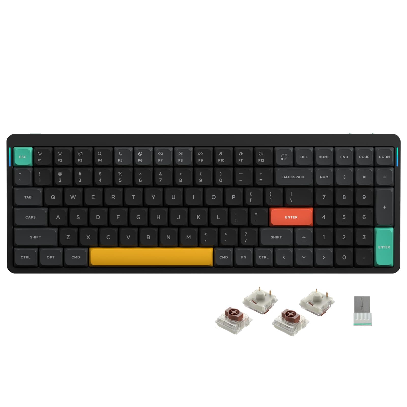 Air96 V2 Wireless Mechanical Keyboard,100 keys RGB Backlit Keyboard,Supports Bluetooth 5.1,2.4G and Wired Connection,for PC/Laptop/Windows/Mac -Black Gateron Brown Switch