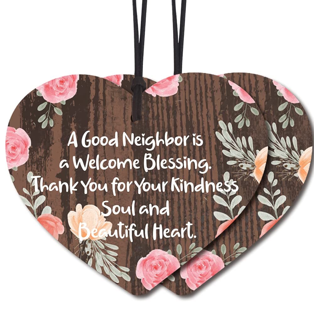 FOUR ORANGUTANS A Good Neighbor Funny Inspirational Wooden Heart Plaque, Funny Decoration Sign, Funny Home Decor, Gift for Friend, Women, Men, Sister, Christmas, Birthday, Thanksgiving Day Gifts
