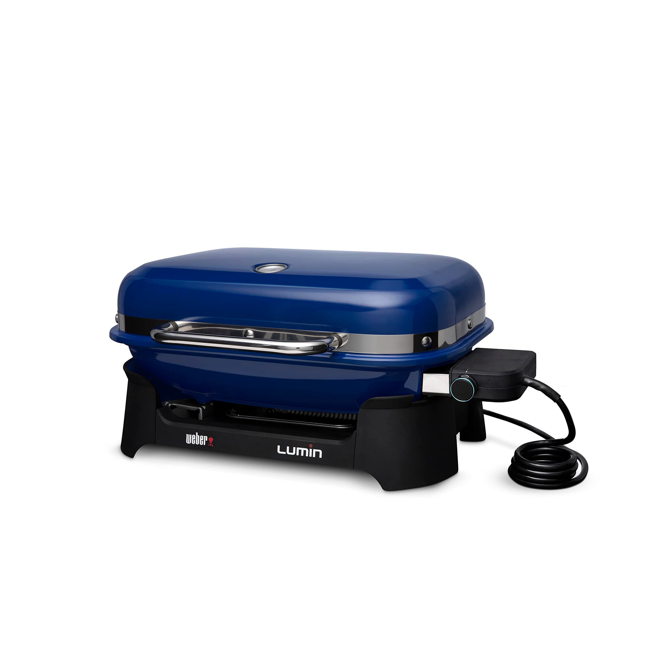 Weber Lumin Portable Outdoor Electric Barbecue Grill for Small Spaces and Travel, Deep Ocean Blue