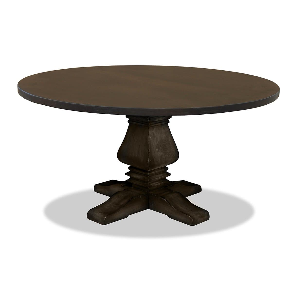 South Cone Home Irina Reclaimed wood Dining Table, 72" Round, Dry Walnut