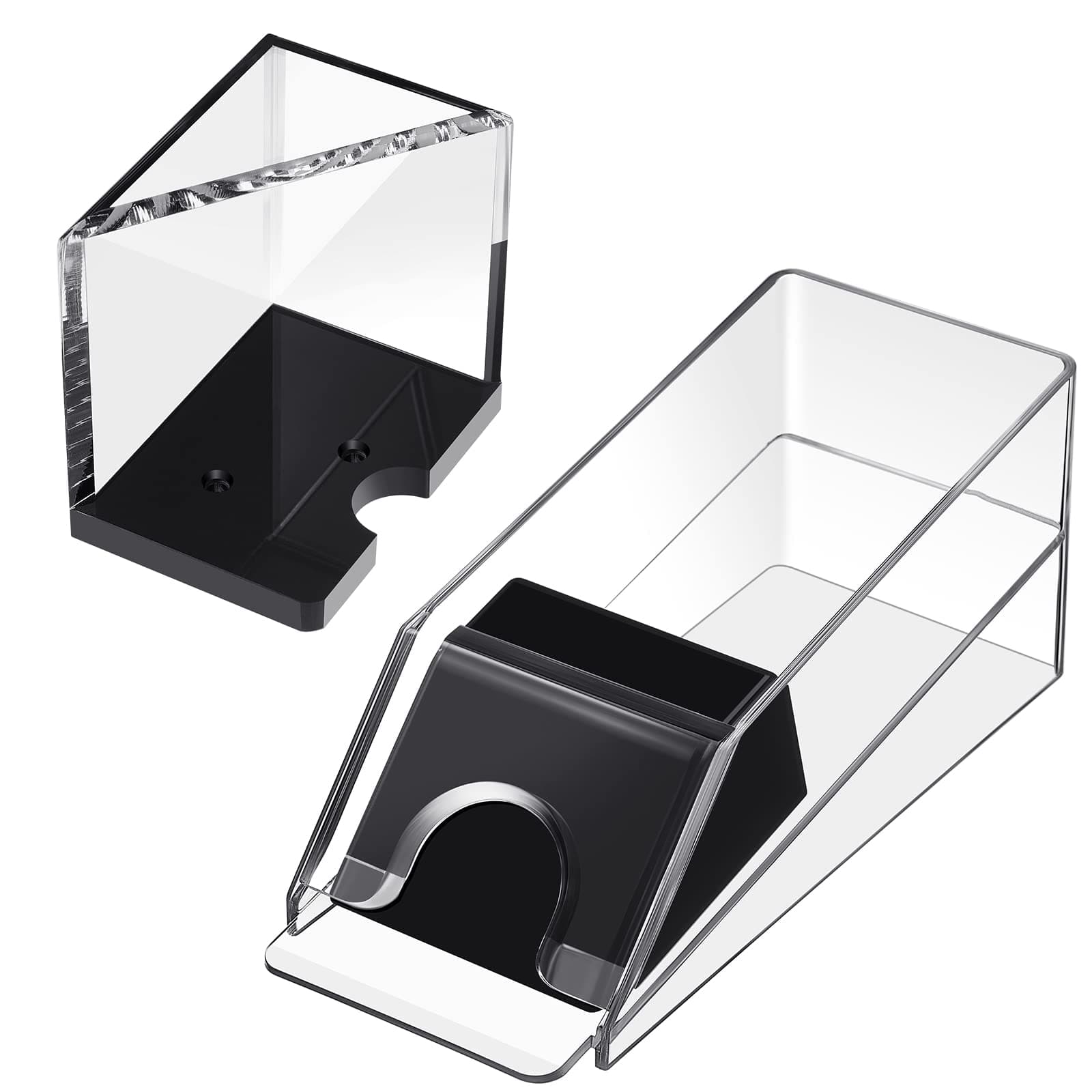Honoson Blackjack Shoe and Discard Tray Clear Acrylic Blackjack Dealing Shoe Card Dispenser for Playing Cards Discard Holder Trays for Blackjack Game Poker Accessories (4 Deck)