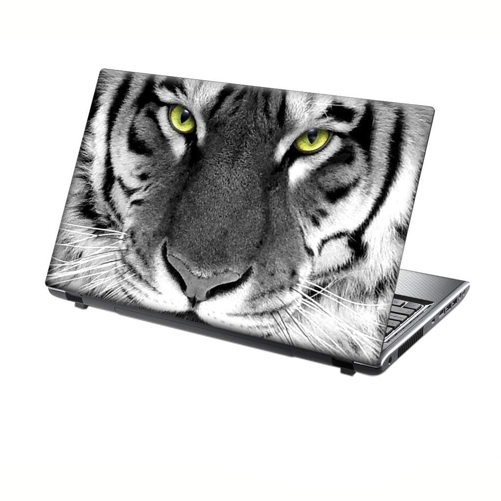 TaylorHe 15.6 inch 15 inch Laptop Skin Vinyl Decal with Colorful Patterns and Leather Effect Laminate MADE IN England Tiger Face