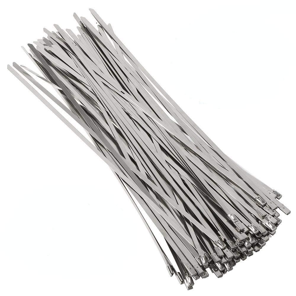 100 Pieces 4.6 * 250mm Stainless Steel Cable Ties, Marine Self-locking Strap Metal Strapping 4.6 Signage Cable Tray Tie Exhaust Wrap Coated Locking Zip Ties