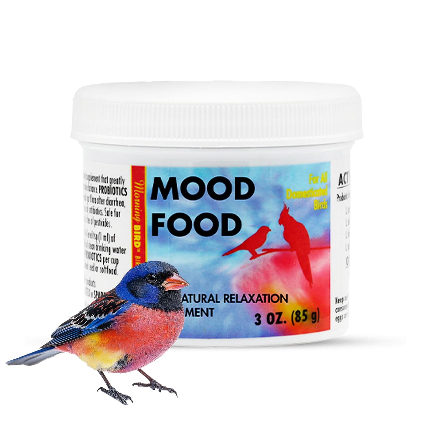 Morning Bird Mood Food (Avian Calming Formula), Non-Sedating Anxiety & Stress Relief Powder for Nervous Birds or Unwanted Behaviors, 3 oz
