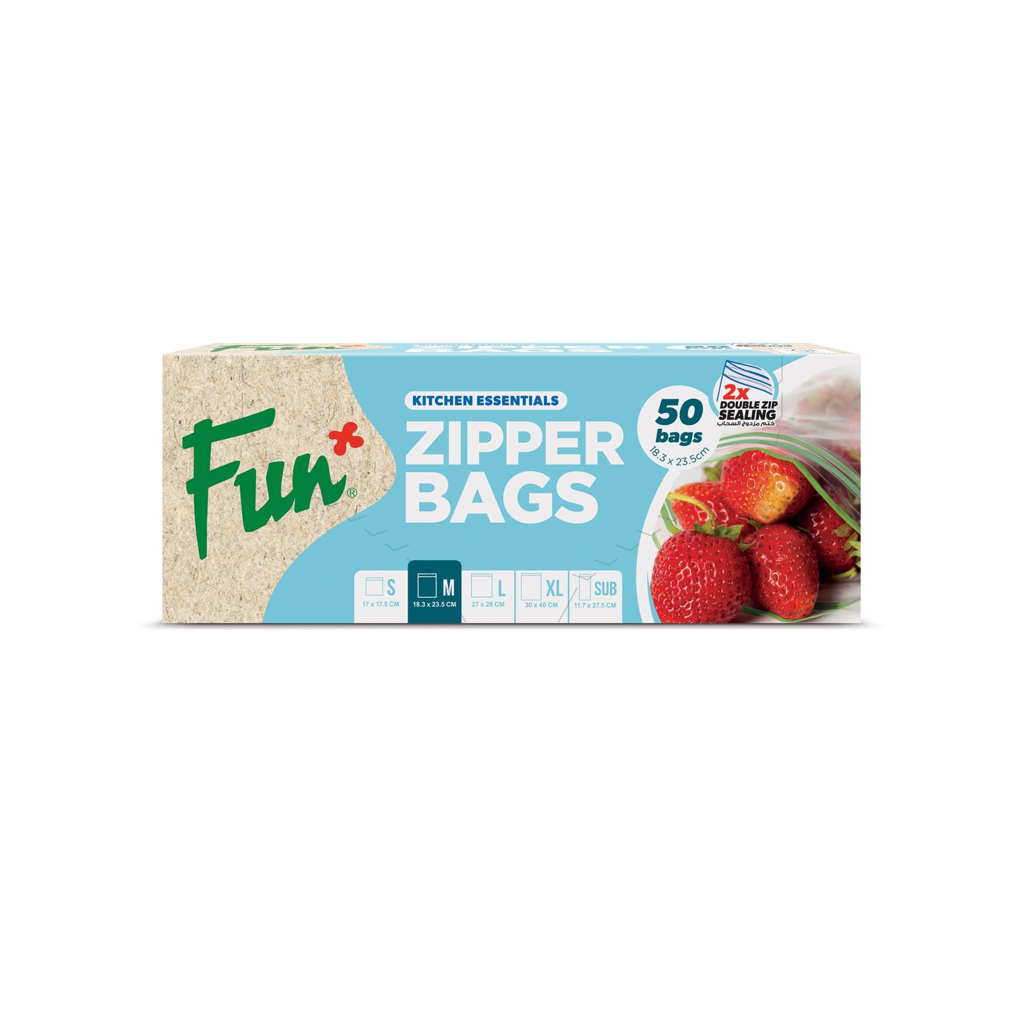 Fun Zipper Bags 18.3x23.5cm, Clear, Medium - Leak-Proof & Durable Kitchen & Food Storage Essentials(Pack of 50)