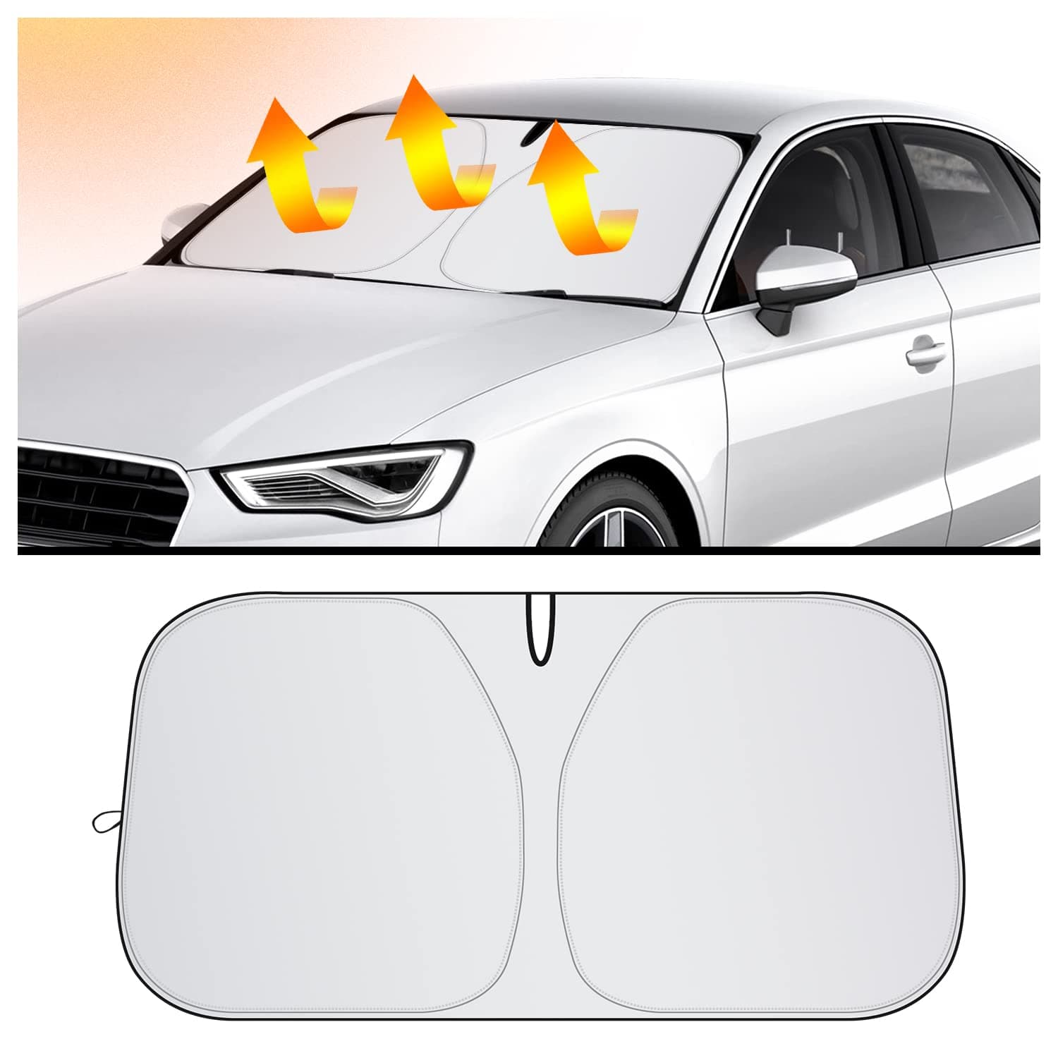 Car Windshield Sun Shade - Portable Folding Strong UV&Heat Resistant Sun Blocker- Keeps Car Cool,Universal Windshield Cover Sun Shade Fit Car, Truck, SUV (L/59x31.51inch)