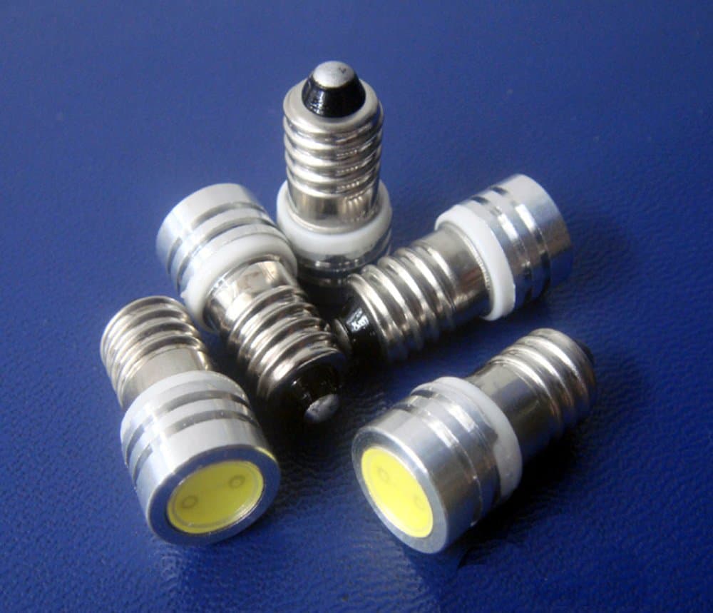 10x SMD LED E10 Lamp Threads 12 V Volt Xenon White Bike COB type 1 W Power 6000 K