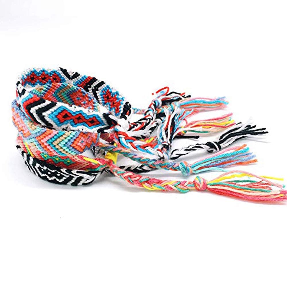 Christmas Gift 4pcs Friendship Bracelets Handmade Woven RopesString Happy Boho Embroidery Bracelet