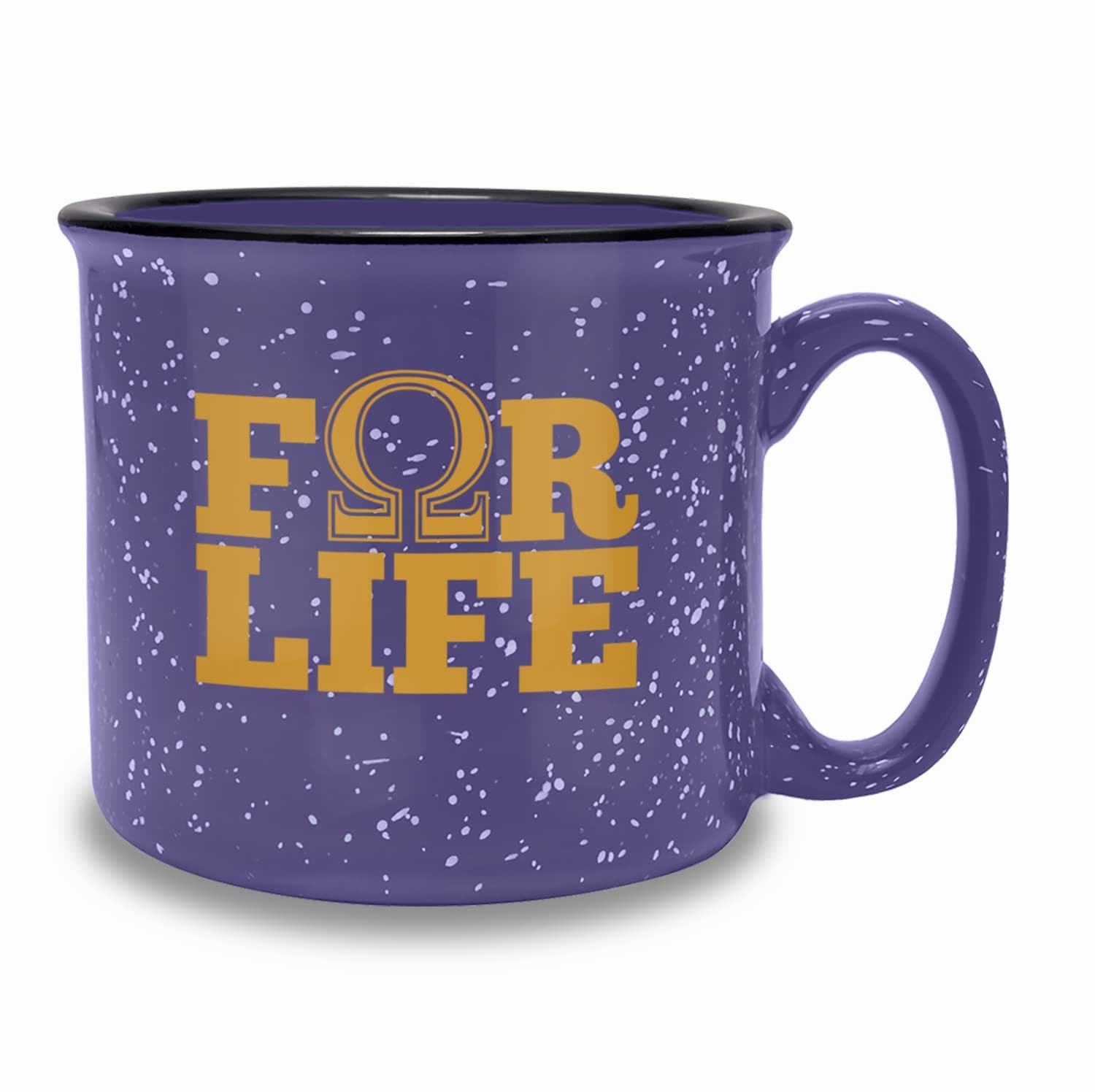 Bad Bananas BBGreek Omega Psi Phi Fraternity Paraphernalia - Omega For Life - 15 oz Themed Coffee/Tea Campfire Mug - Official Vendor