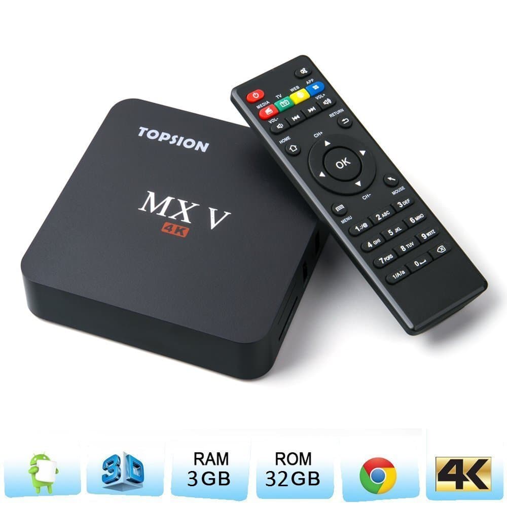 MXV Android TV BOX + Wireless Keyboard, Android 6.0 3GB 32GB Bluetooth 4.0 4K 3D