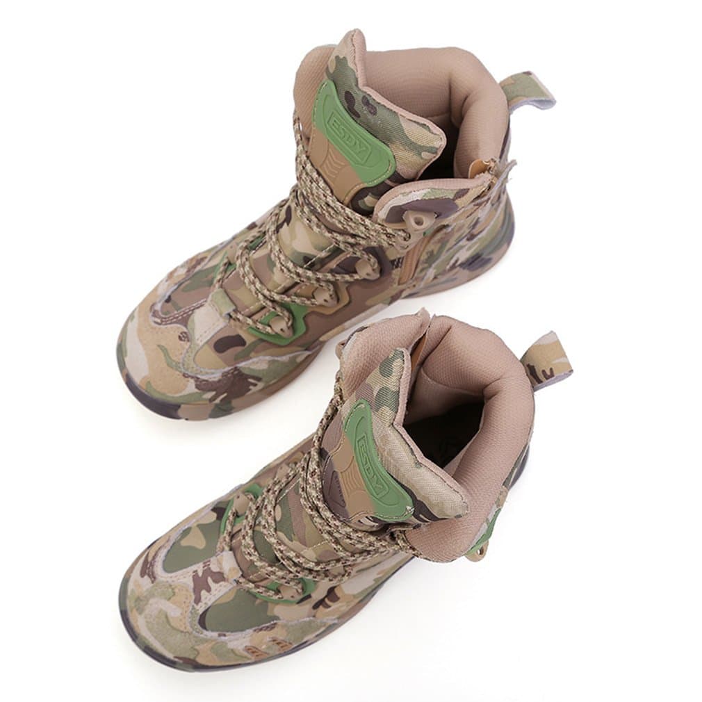 Men's High-top Suede Camo Army Tactical Combat Boots Waterproof Breathable Outdoor Trekking Hiking Boots Shoes
