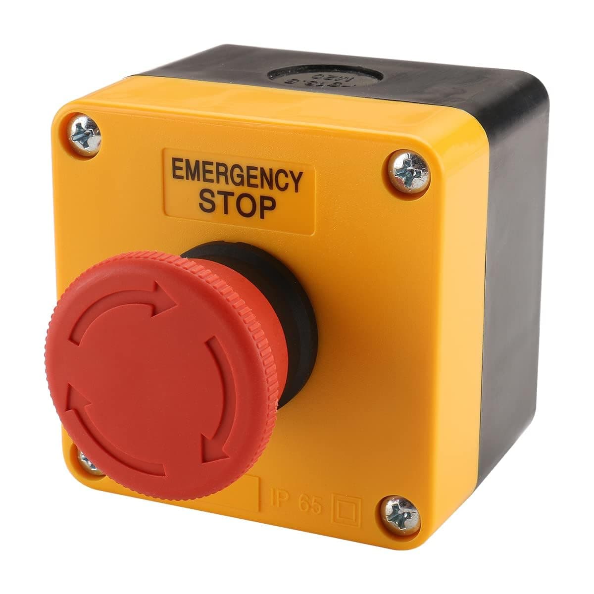 BAOMAIN Emergency Stop Switch with Enclosure, 660V 10A Red Mushroom Push Button, 1NO 1NC N/O N/C, IP65 Waterproof Weatherproof Surface Mount E-Stop Station for Industrial & Control Systems(10-Pack