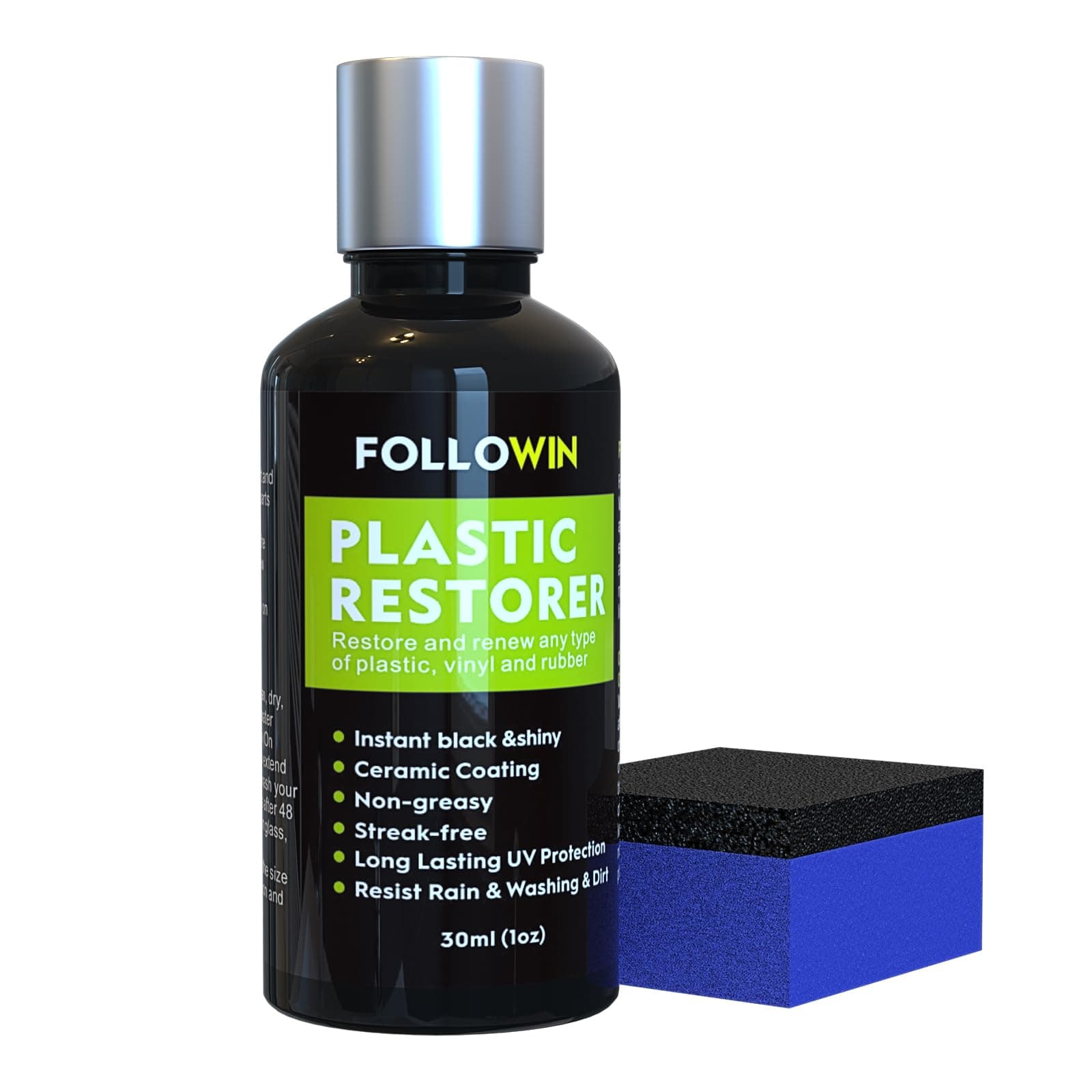 FOLLOWIN Ceramic Trim Coat Kit - Quick Plastic Trim Restorer - Restoration to Last Over 200 Washes