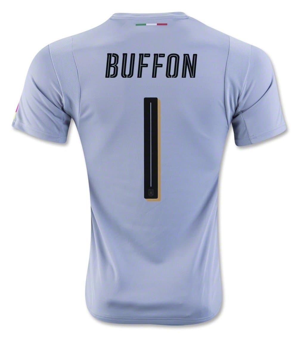 2016 Italy Goalkeeper 1 BUFFON Customized Gray men`s Soccer Jersey SIZE M