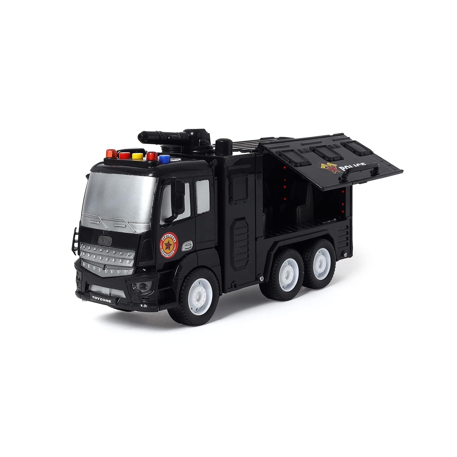 KELLY MILLER Friction Powered Toy-Vehicles Truck-Toy TruckMusic Sync Light-Unbreakable Big Size Police Truck Toys-Push and Go Crawling Toys (Pack of-1)(Multi Color) (Police Patrol - Cyber Room)