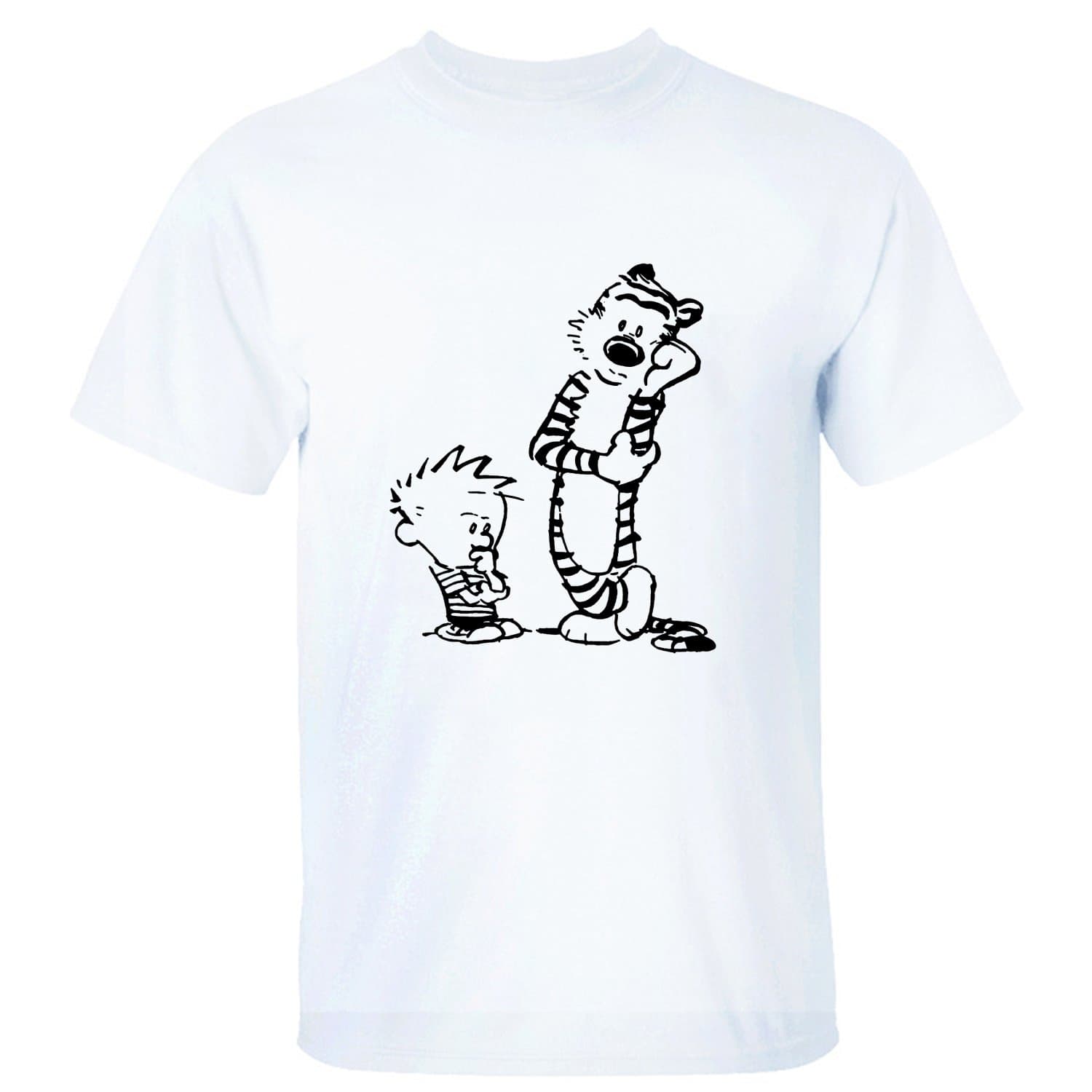 XADIO Men's Tiger Calvin And Hobbes Short Sleeve T-shirt white XL