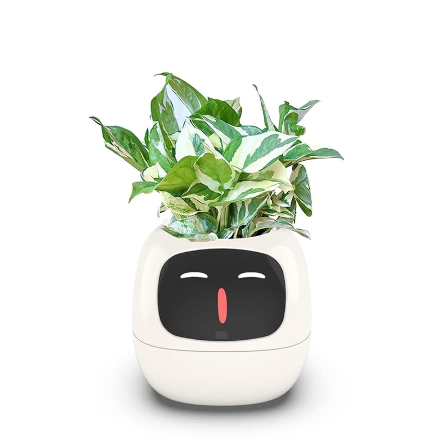 Smart Flowerpot With Multiple Expressions, 7 Sensors, and AI Chips - Intelligent Pet Planter for Easy Plant Care in Living Room (White)