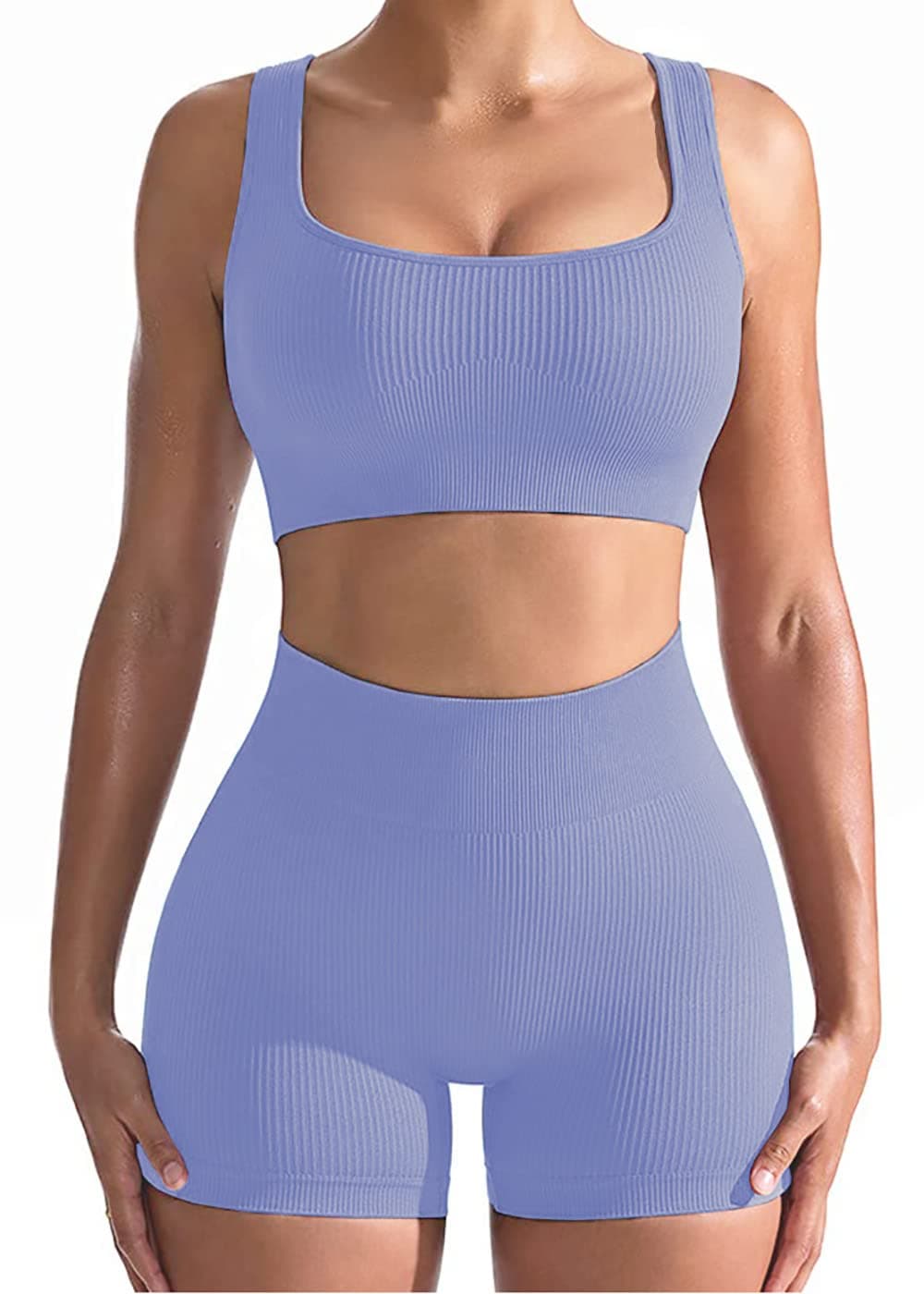 niyokkiWorkout Sets for Women Seamless Crop Tops Leggings Matching 2 Pieces Outfits Two Piece Yoga Workout Outfits