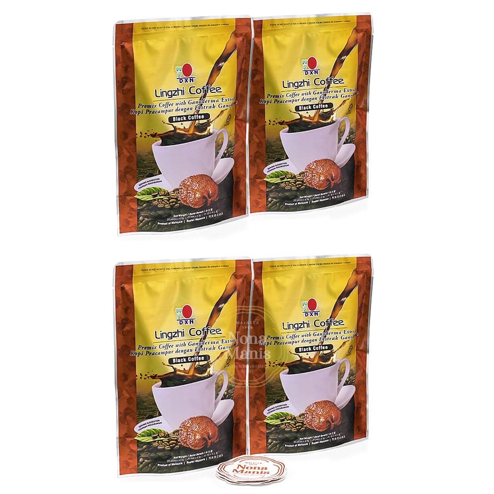 DXN Lingzhi Black Coffee + 5's Nona Manis Disposable Coaster (Pack of 4)