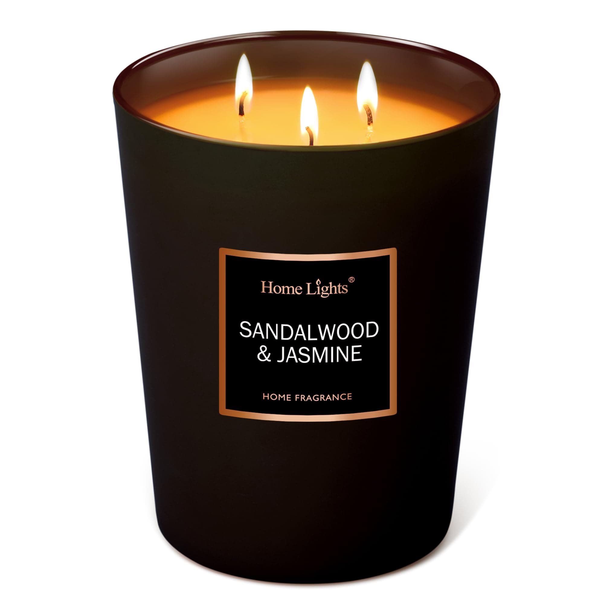 HomeLights Scented Candles | Large Jar 33.3 Oz Natural Soy Candle | 130 hrs with 3 Cotton Wicks, Sandalwood Jasmine Home Fragrance Candles Gift