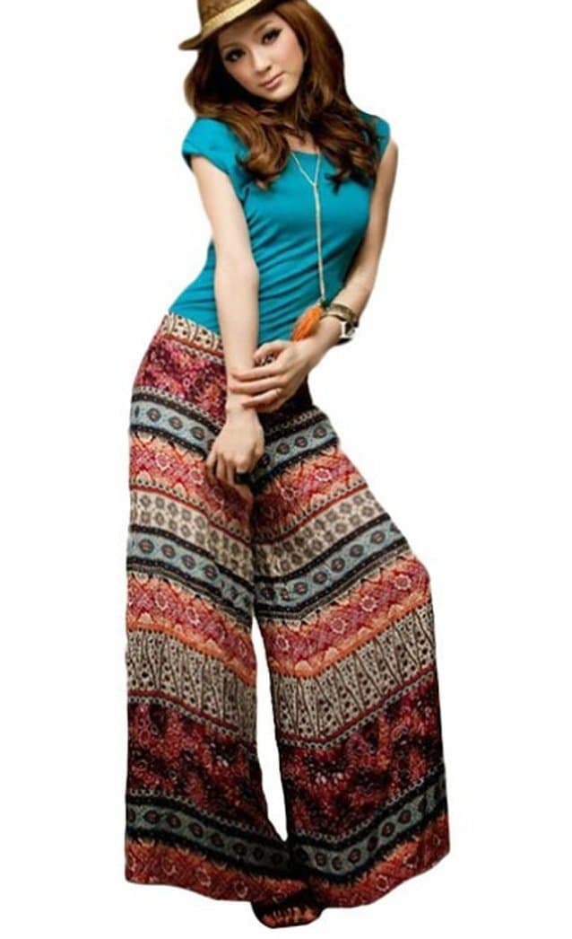 Monthesa Fashion Womens Boho Wide Leg Casual Pant Trouserss