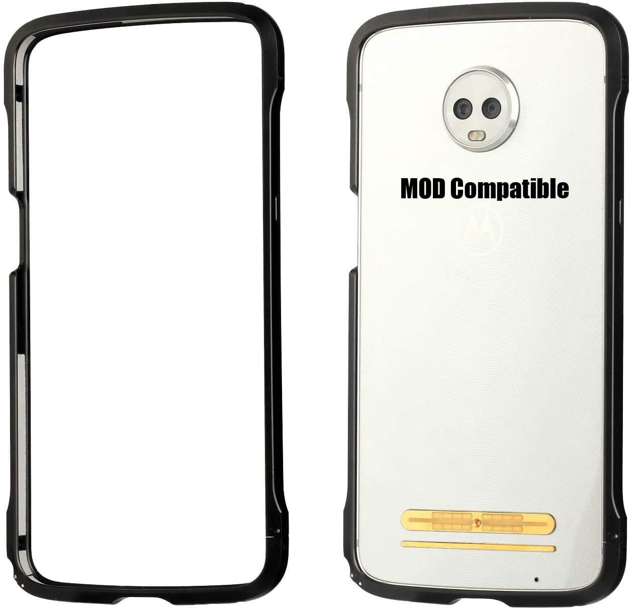 Moto Z3 Case, Moto Z3 Play Case Bumper Moto Mods Compatible Luxury Aluminum Metal Shockproof Case (Black)
