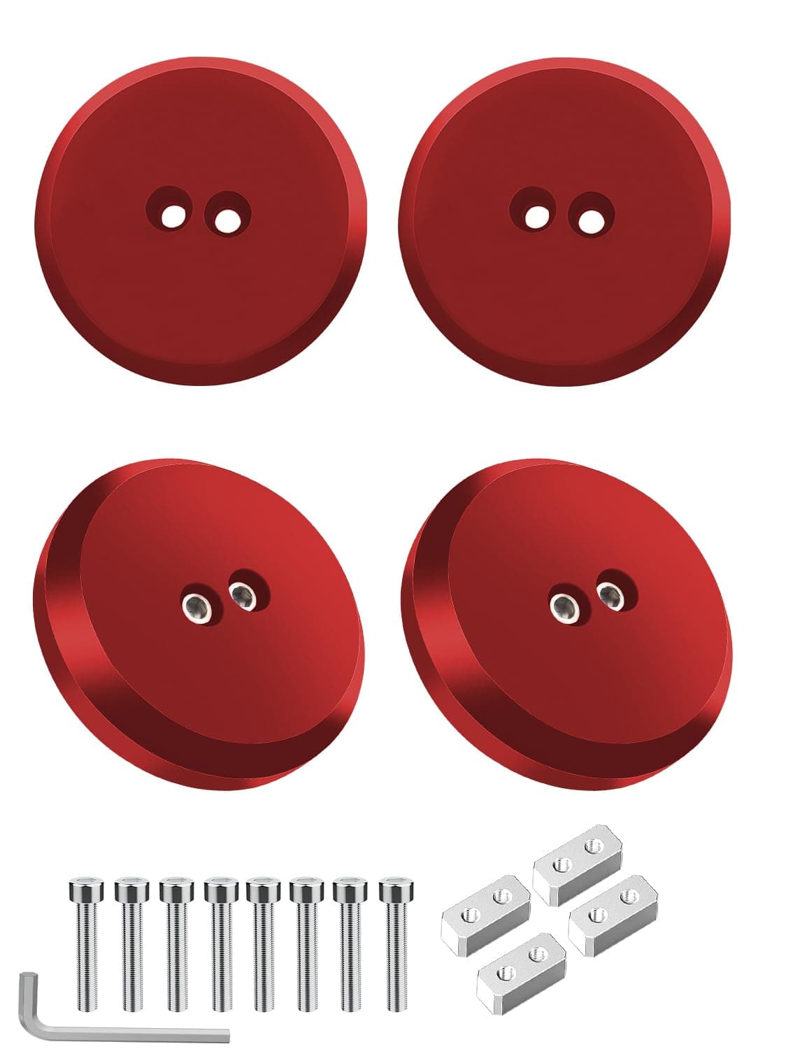 Corvette Jack Pucks Billet Aluminum Lifting Puck Jack Pad Adapter Floor Jack Pad Compatible with 1997-2025 Corvette C5 C6 C7 C8/ Porsche 944 964 993 996 997 911 Boxster Cayman -(4 Pack Red)