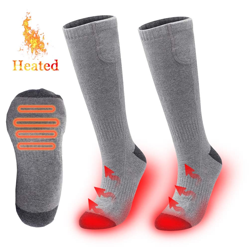 YIZRIO Heated Socks,2200MAH Electric Rechargeable Battery Socks for Men&Wome,Winter Warm Cotton Crew Socks for Outdoor Fishing Hiking Hunting