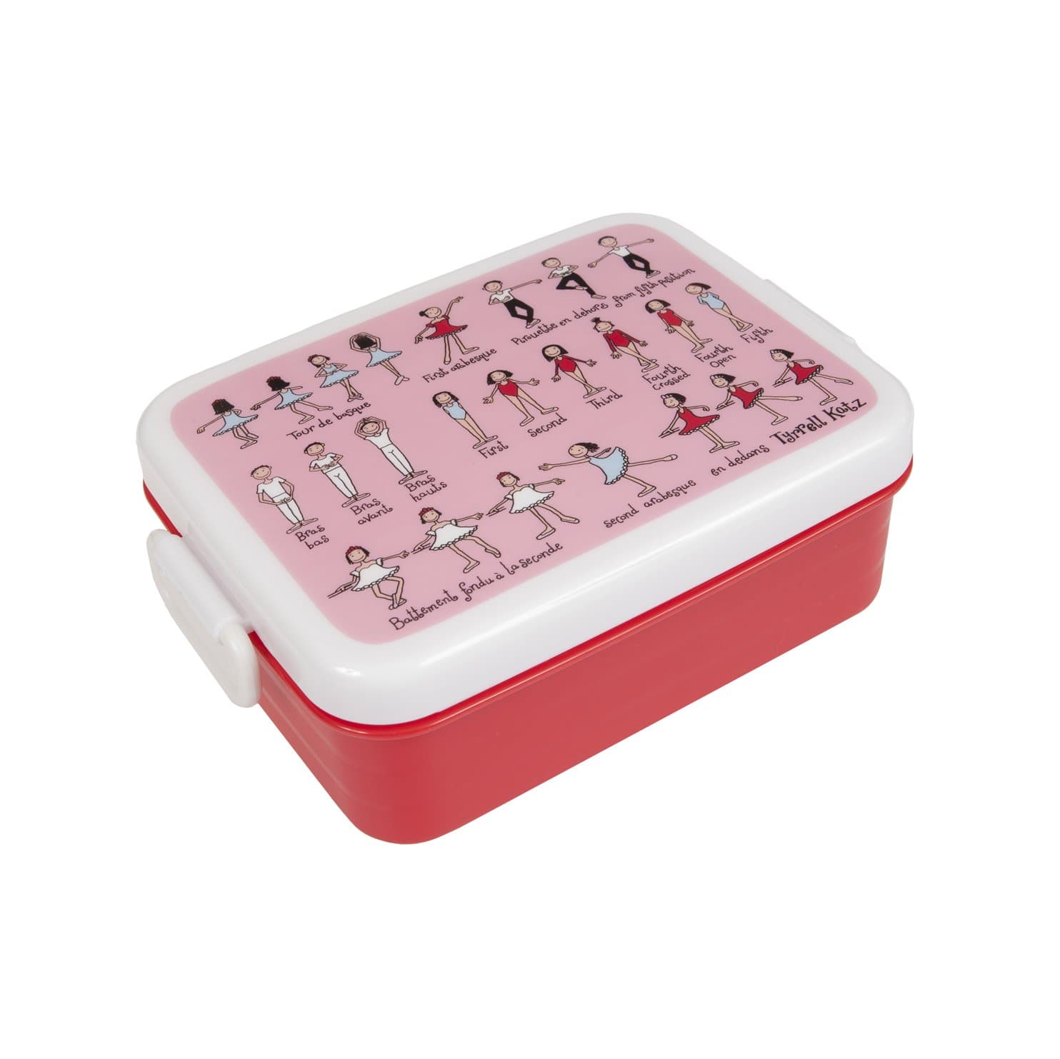 Tyrrell Katz Kids Ballet Printed Large Lunch Box in Red - Children's Food Container with Clip Lock Lid and Removable Divider - 17 x 13 x 6.5 cm