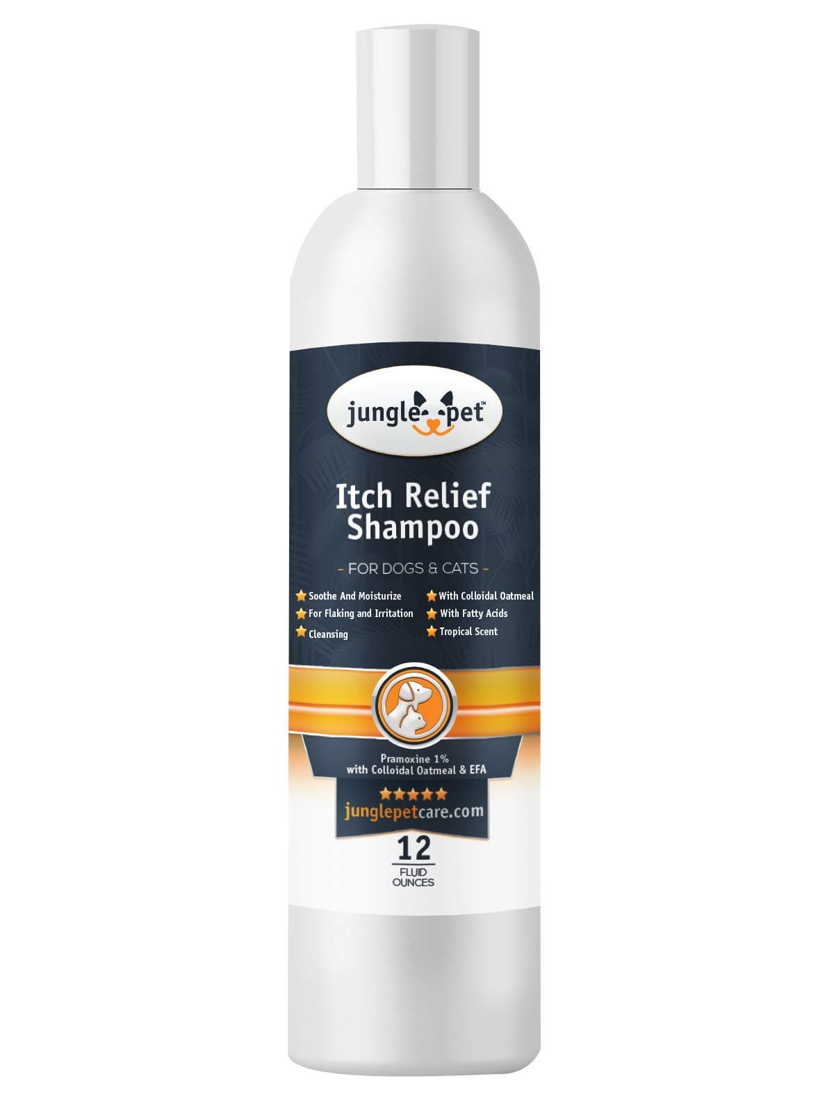 Jungle Pet Pramoxine Anti Itch Shampoo for Dogs and Cats - Soothing Cat and Dog Itchy Skin Treatment - Dog Anti Itch Shampoo Relief and Dandruff Treatment for Dogs with Colloidal Oatmeal - 16 oz