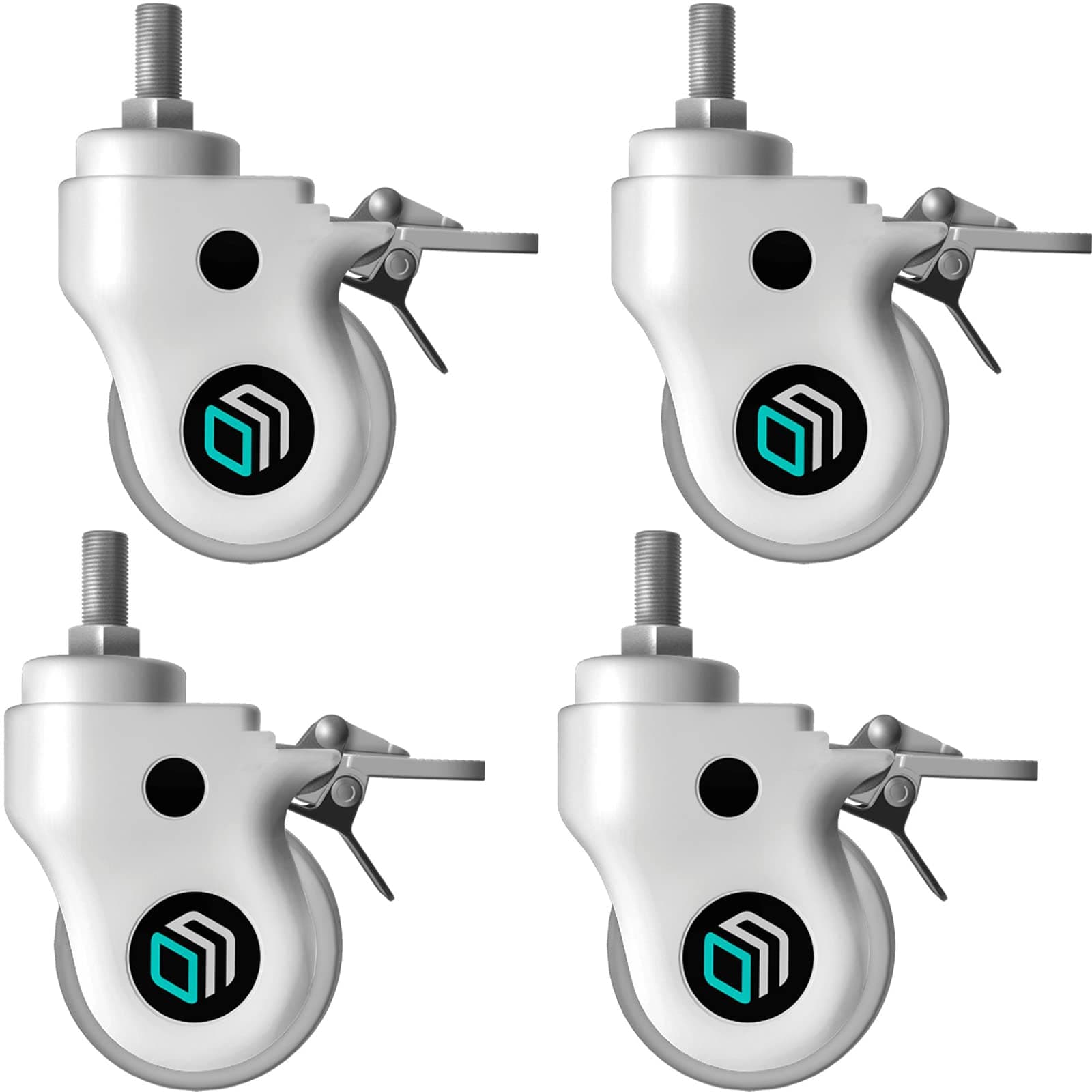 ONKRONCaster Wheels 3 Inch Diameter, Locking Casters Set of 4 Heavy Duty for TS1551 TS1552 TS1881 TS2771 TS1571 TS1871 Mobile TV Cart Rolling TV Stand - Smooth Running Caster Wheels with Locks White