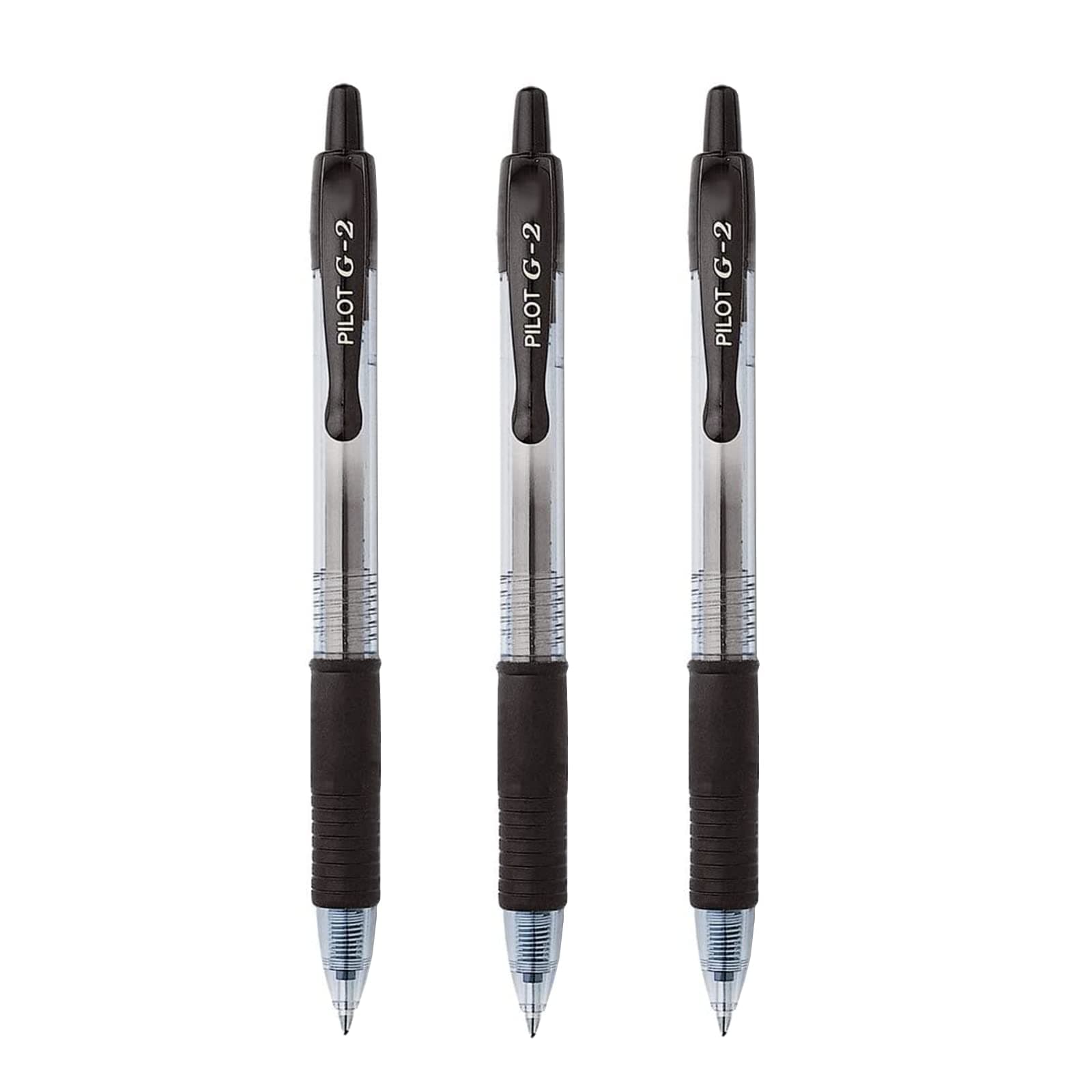 PilotG2 Black Retractable Rollerball Pen Pens Extra Fine Gel Ink Refillable 0.5mm Nib Tip 0.3mm Line G2-5 (Pack Of 3)