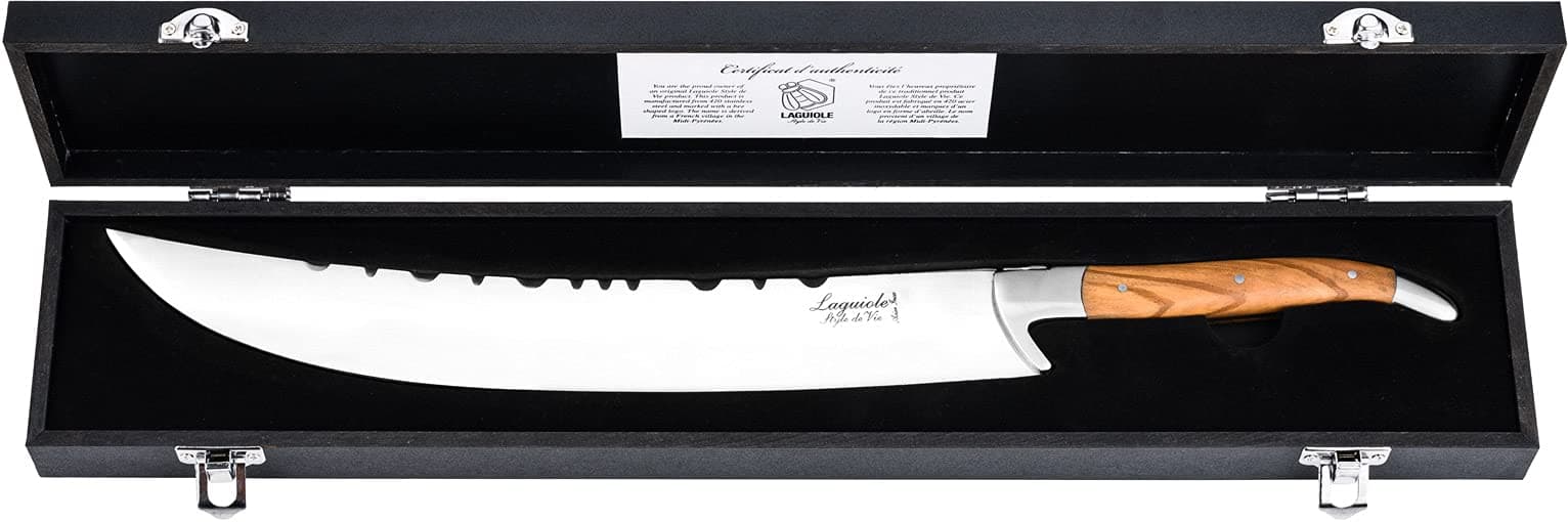 Laguiole Style de Champagne Sabre, Luxury Line, Olive Wood, In giftbox