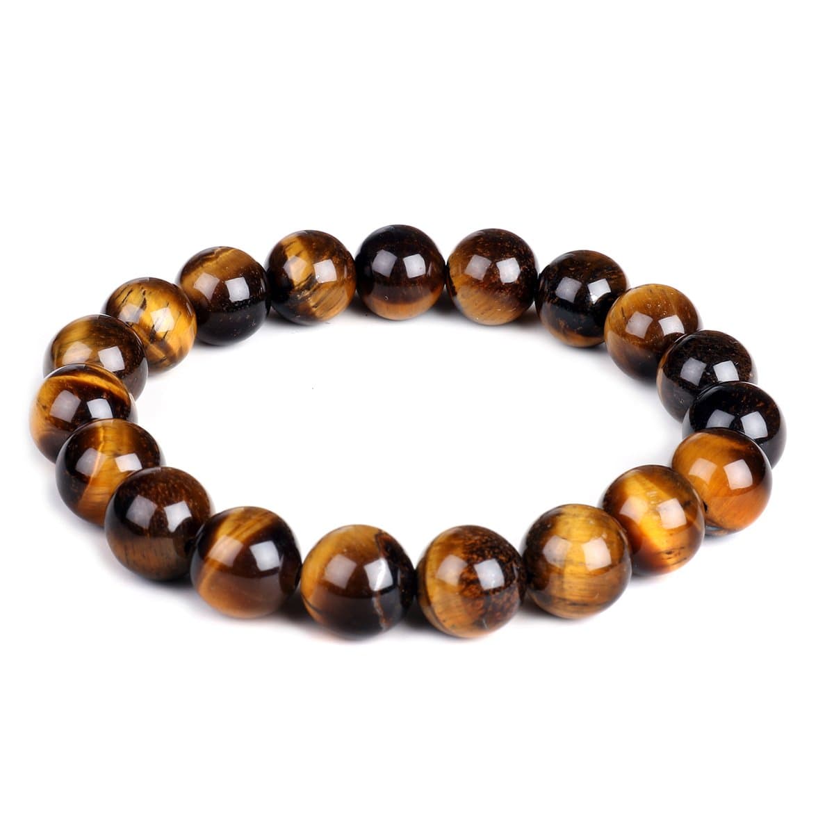 10mm Natural Tiger Eye Bracelet Elastic Yoga Gemstones Healing Energy Men Women Stretch Bracelet