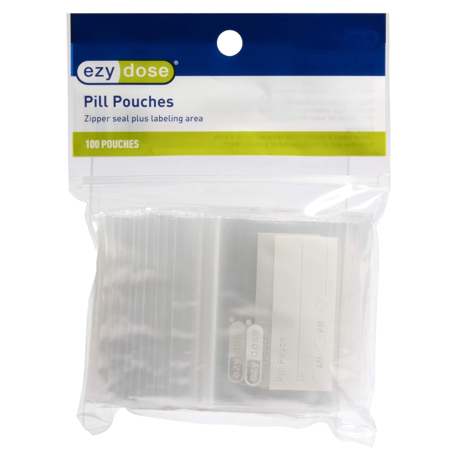 EZY DOSE Disposable Pill, Vitamin, and Daily Medicine Organizer Pouches, Zippered Seal Baggies, Pocket Sized and Travel Friendly, Easy to Use, Write on Label, 100 Count, BPA Free