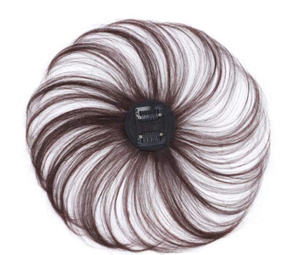 100% Real Human Hair Clip in Crown Topper Small Base area 5cmx5cm Invisable Hairpiece Toupee for Women with Thin and Grey Hair (All Machine Base Net Hair Length 15cm, Dark Brown)