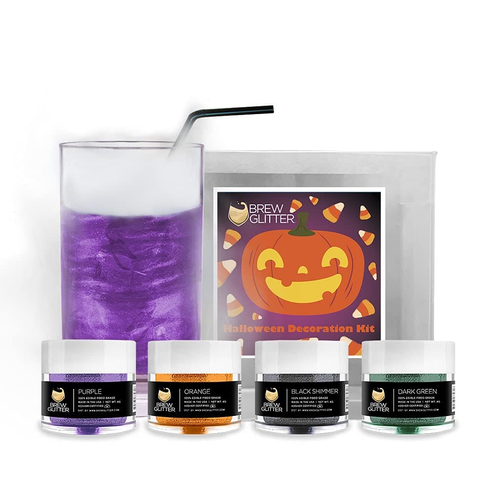 Brew Glitter - Holiday Combo Packs (4g Jars) | Assorted Edible Drink Glitter for Festive Beer, Cocktails, Soft Drinks and Other Beverages (4, Halloween Colors - B)