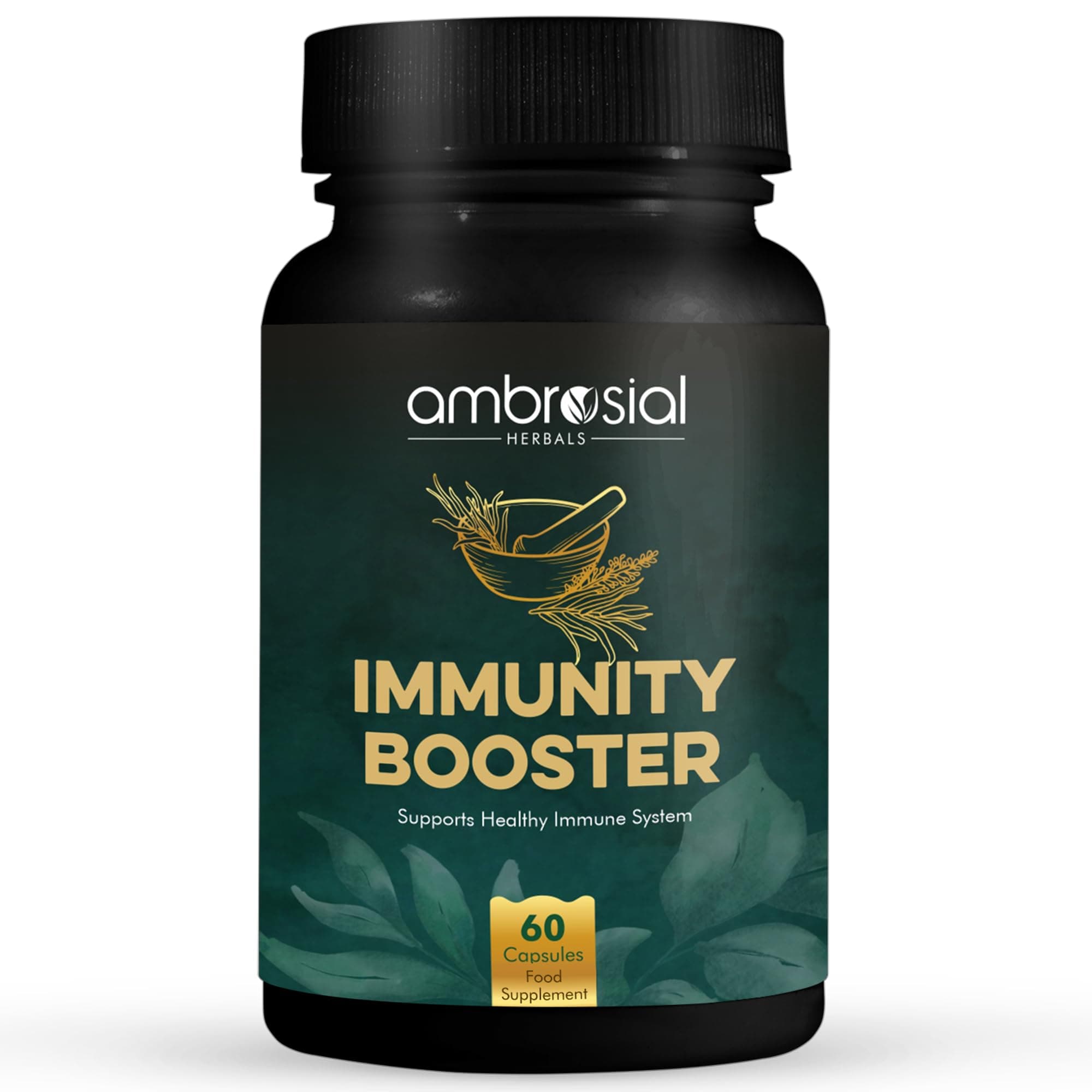 Ambrosial Herbal Immunity Booster for Immune Support | Immunity Supplements with Blend of 6 Natural Herbs- Amla, Ashwagandha, Giloy, Turmeric, Black Pepper & Licorice (Pack of 1-60 Capsules)