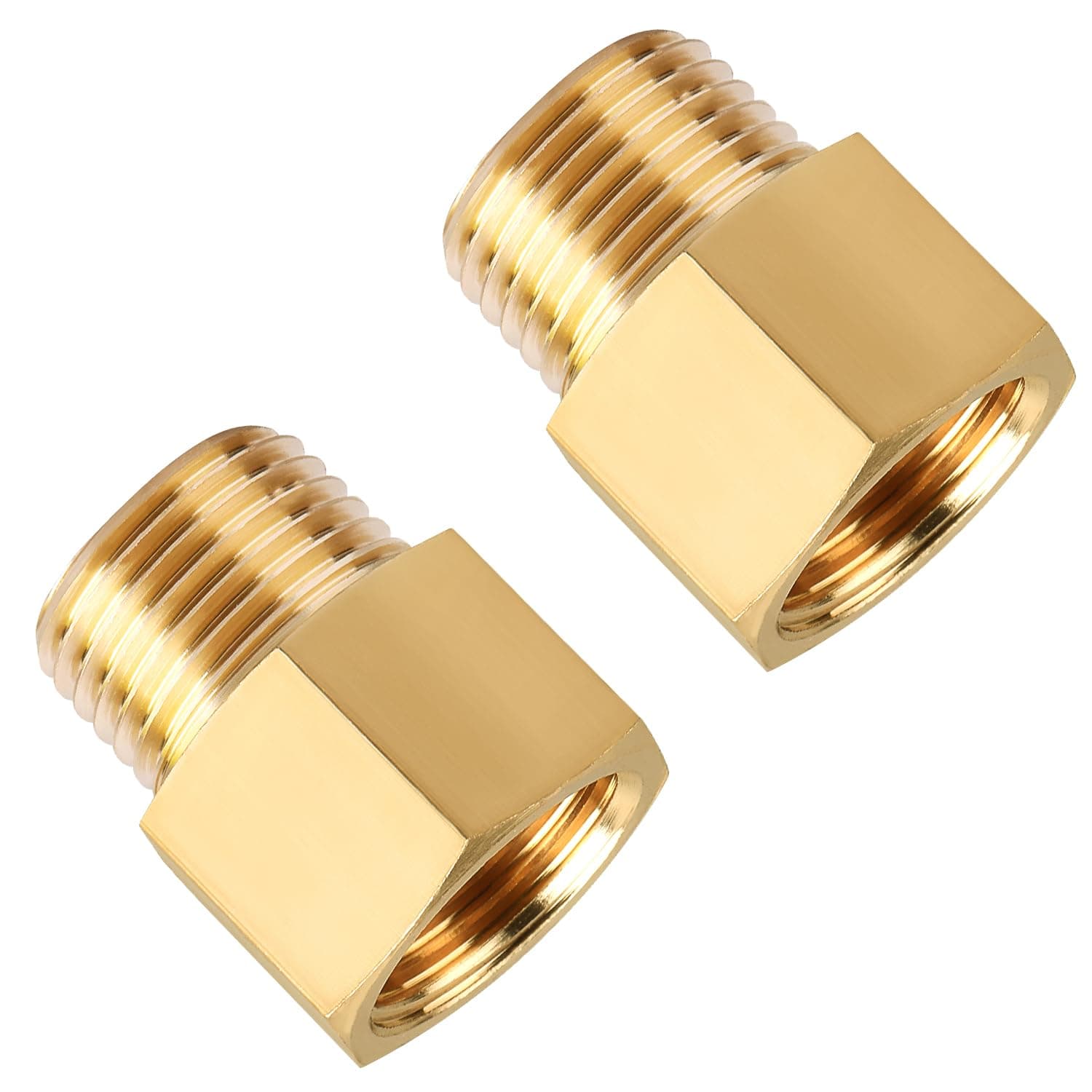 Brass Pipe Fittings, SUNGATOR 1/2 Inch Male x 1/2 Inch Female Pipe Fitting Adapters, 1/2'' NPT Male to Female Adapter, 1/2'' Brass Extension Connectors for Shower Head, Pack of 2