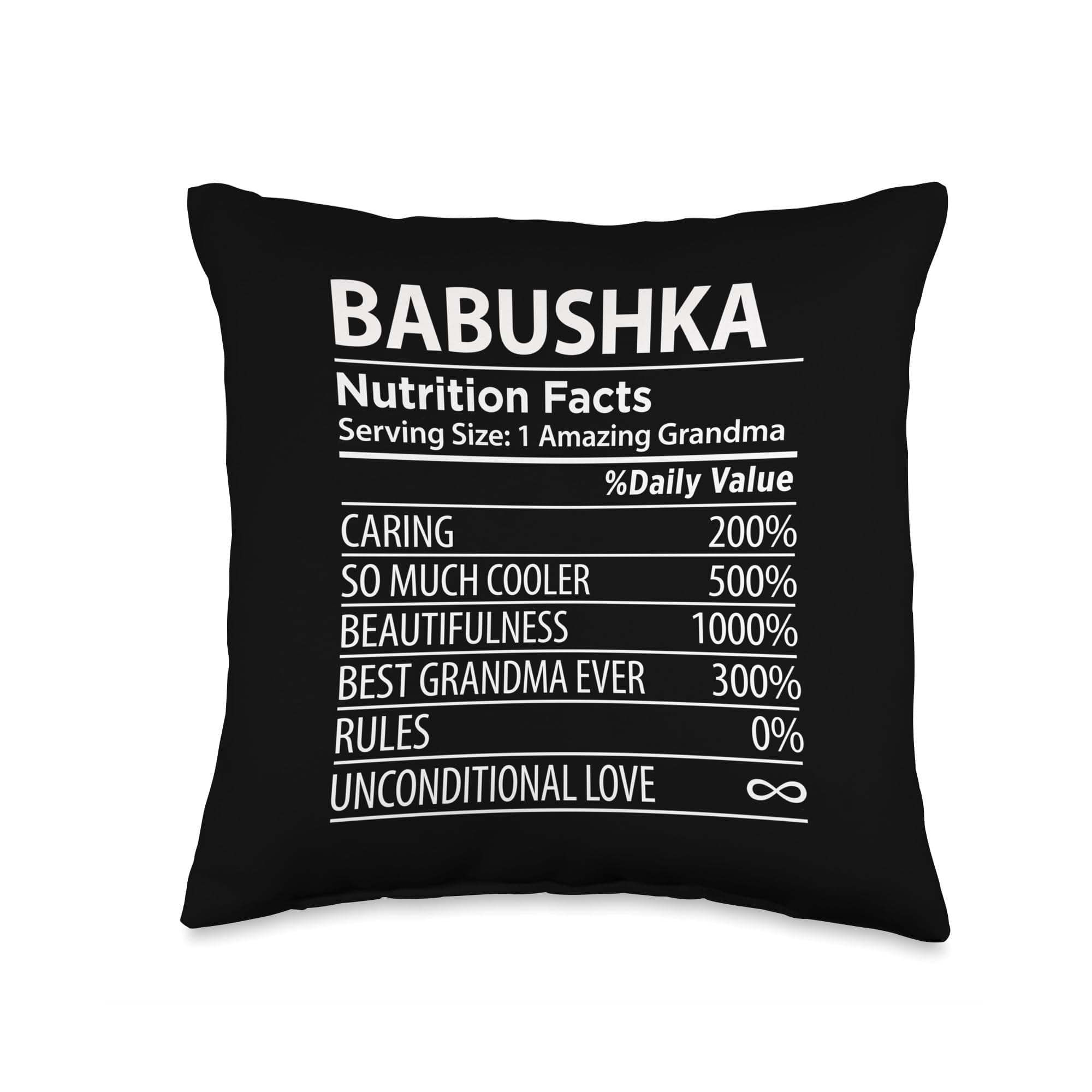 Babushka Nutrition Facts | Funny Russian Grandma Throw Pillow