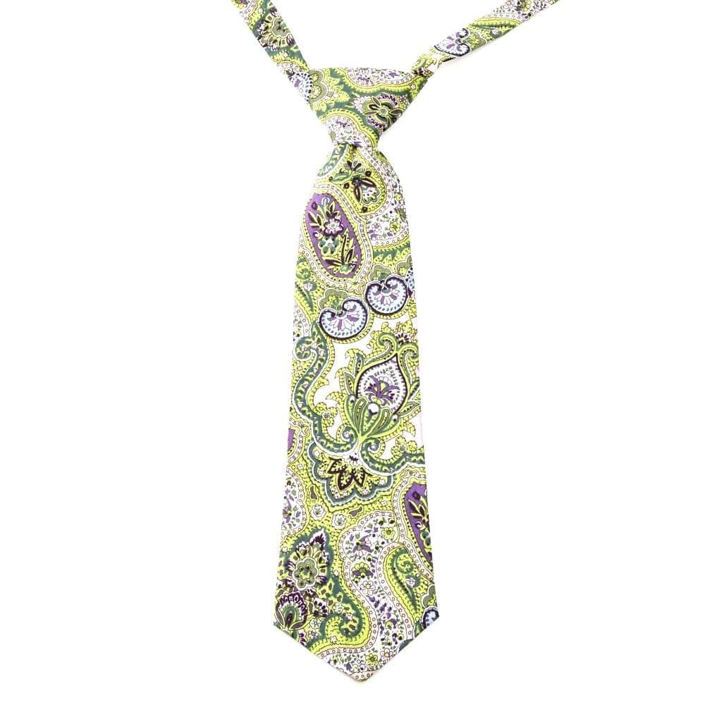 Peppercorn Kids Unisex Baby Exotic Paisley Necktie - Lime Bloom - Medium/Large