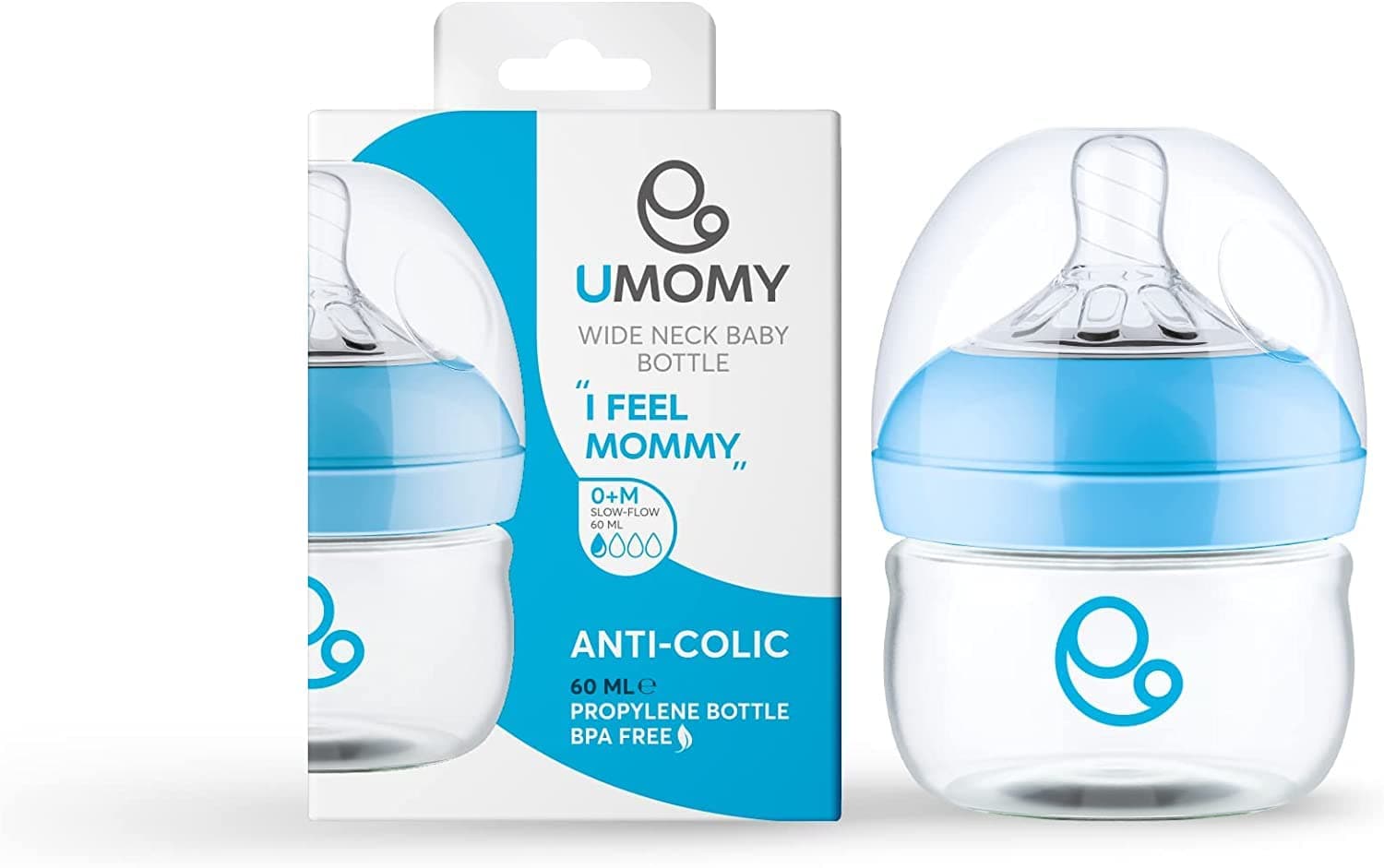 Newborn Baby Bottle | Wide Neck Breast-Like Nipple | Slow Flow Silicone Teat | BPA-Free PP Infant Bottles for Breastfeeding | 60ML Capacity | Pink | Easy to Clean | Safe (Blue, 60ml)