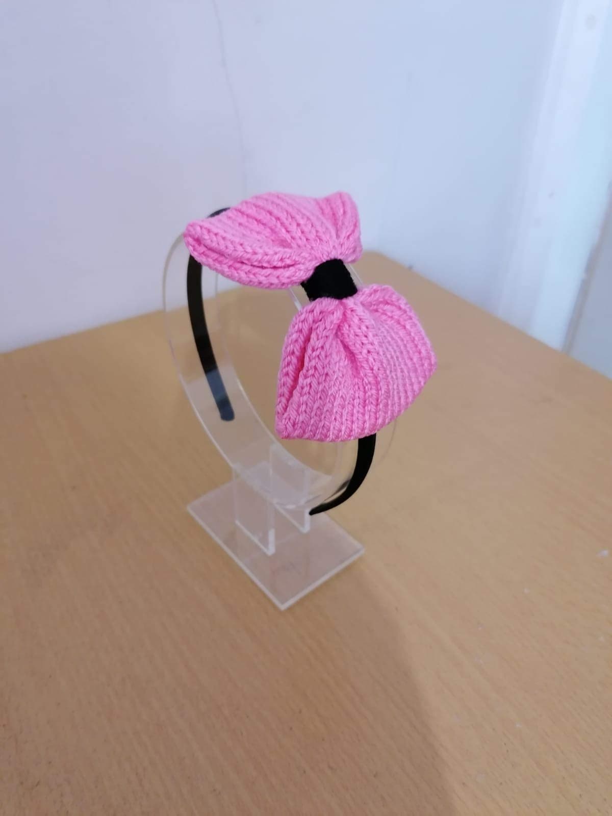 Hair Bow Fondant Pink Colour Handmade Knitted Bow Alice Band Hairband Headband Baby Toddler Big Girl Lady School Hair Bow Satin Hair Band School Hairbows