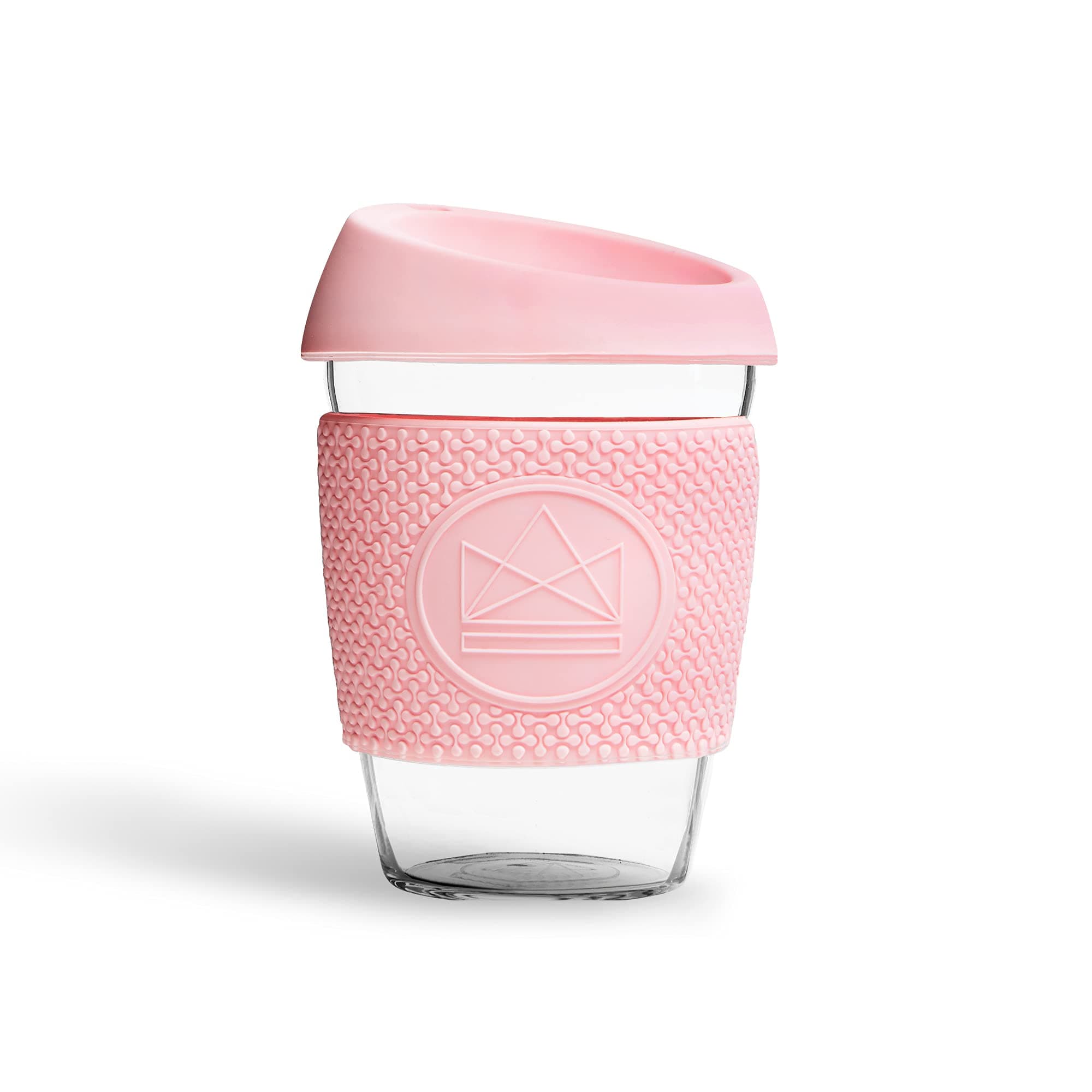 Neon KactusGlass Coffee Cup | Reusable Glass Cup with Lid for Home or On the Go | Portable Coffee Cup | For Hot & Cold Drinks | Durable, Non-Permeable, Non-Slip, Splash-Proof | Pink Flamingo, 12oz