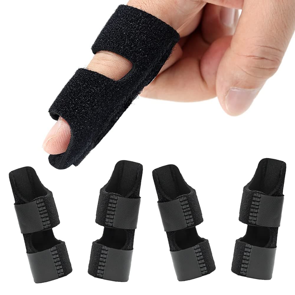 Finger Splints, 4 PCS Adjustable Trigger Mallet Finger Splints Brace Support, Broken Finger Straightener for Finger Pain Relief, Locking Finger Tendon, Finger Stabilizer