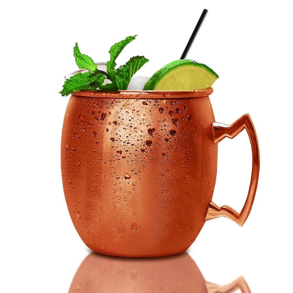 Moscow Mule Copper Cup! Get your Urban Mule Copper Cups for Moscow Mules, Each 20 oz. Mule Cup is stainless steel with a brass handle to keep your Mule ICY COLD! Try a Kentucky Mule or Mexican Mule!